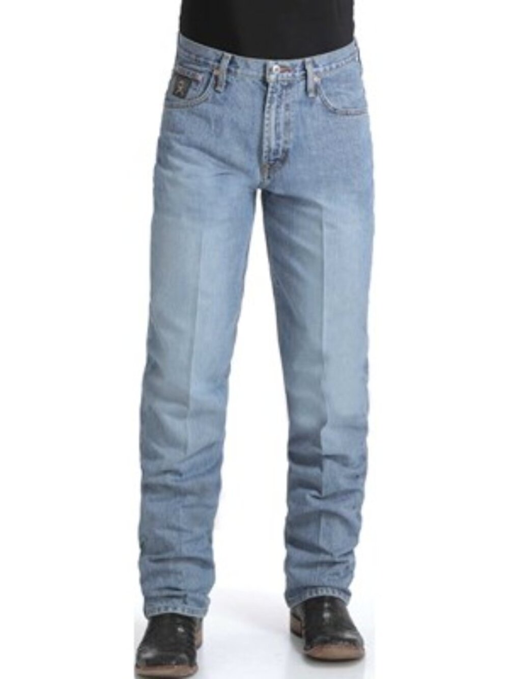Cinch - Mens Black Label Medium Stone Jeans, size 40W x 36L US mens, color blue.